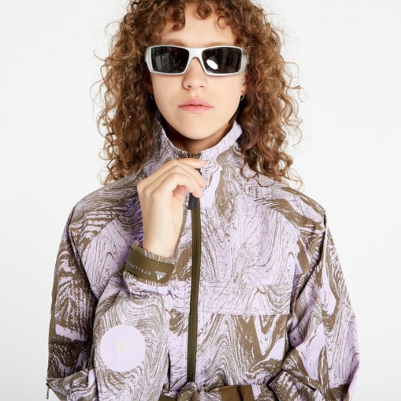 Adidas by Stella McCartney Moire Wood Print Woven Track Jacket Purple Size Small - Picture 4 of 15